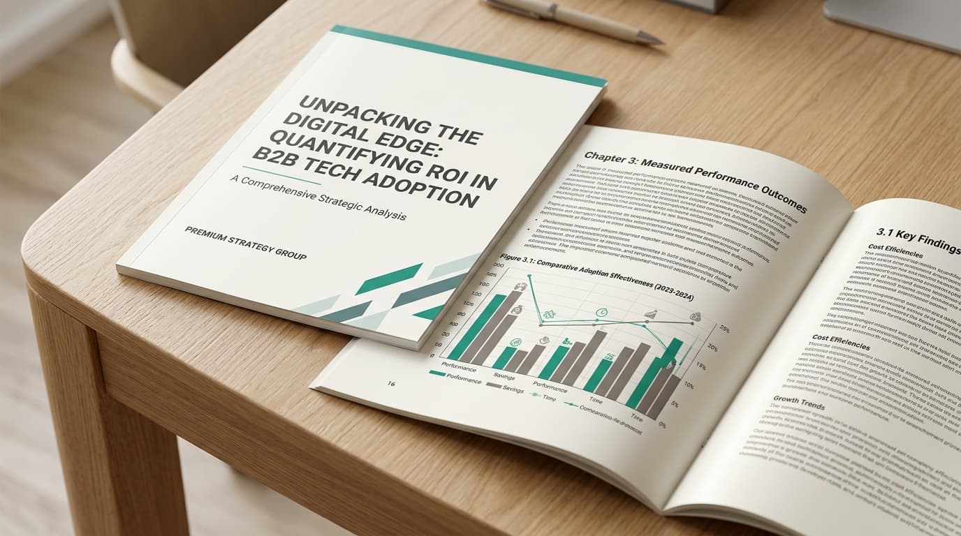 Professional white paper with cover design and interior data visualizations